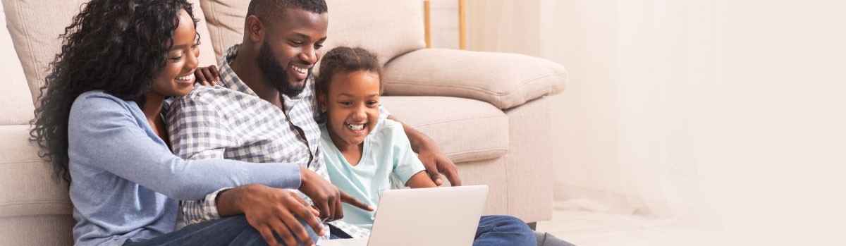 Family using laptop